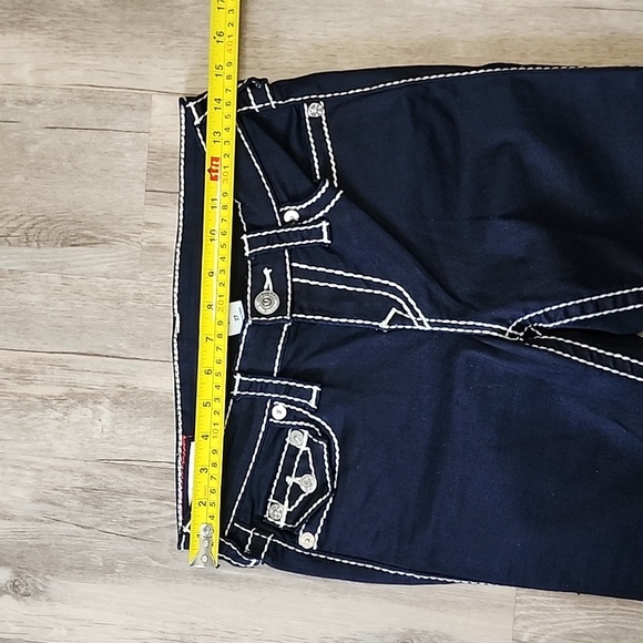 True Religion Billie Dark Blue Jeans with White Stitching, Mid-Rise, Size 27 - Picture 8 of 11